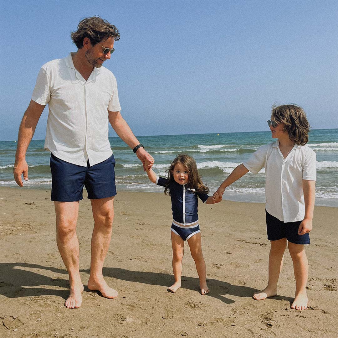 Männer UV Badeshort Marineblau - einfarbig