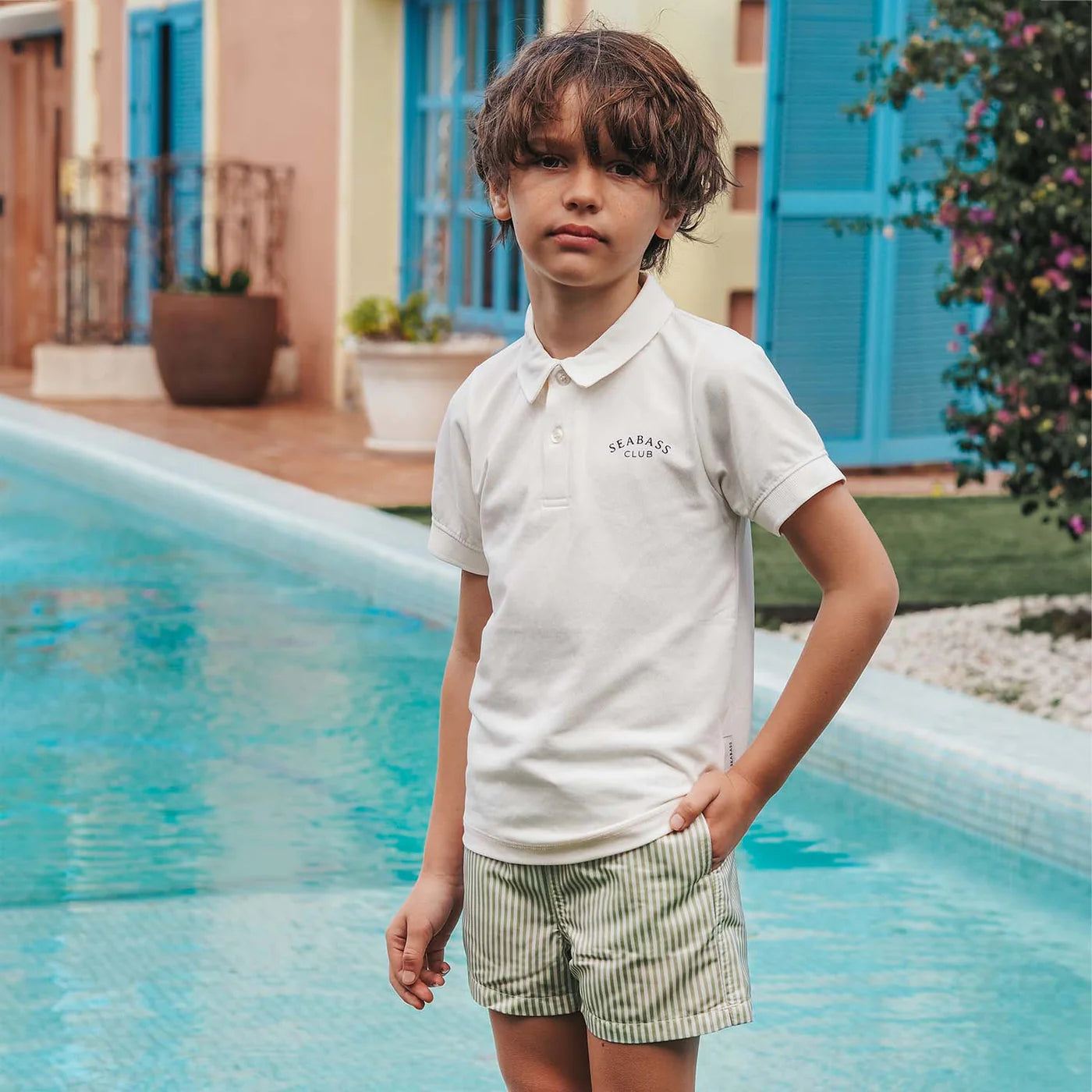 Jungs UV Badeshort Portofino - Grüne Streifen