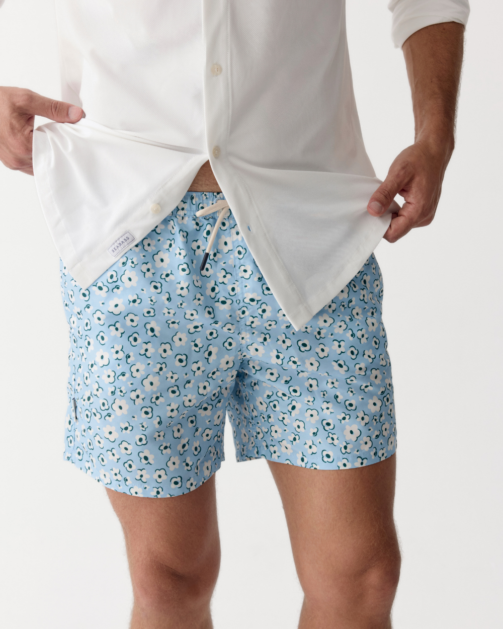 MÄNNER UV BADESHORT PALMA - HELLBLAU
