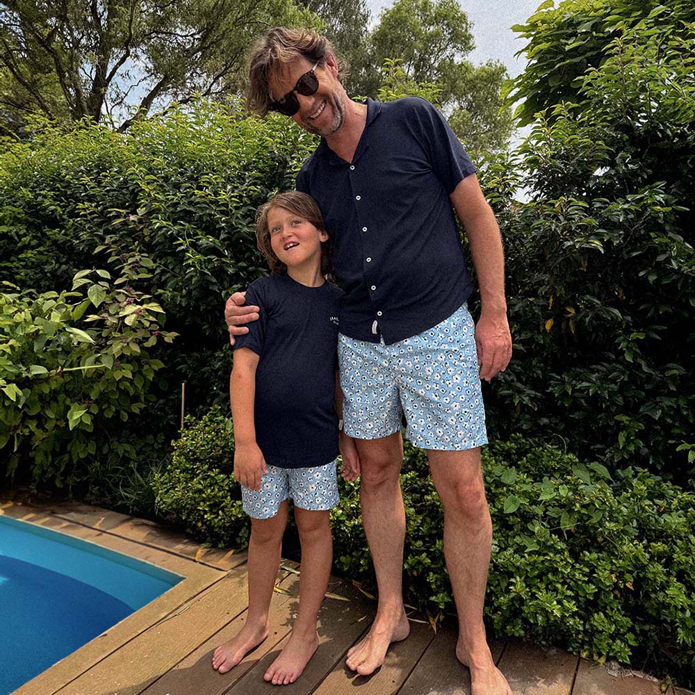 MÄNNER UV BADESHORT PALMA - HELLBLAU