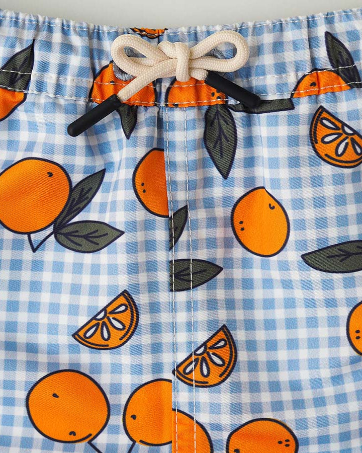 Jungs UV Badeshort Corsica - Orange Blau kariert