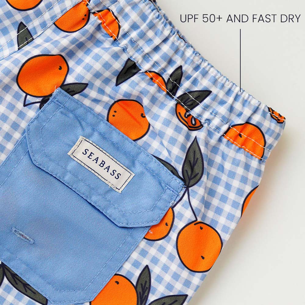 Jungs UV Badeshort Corsica - Orange Blau kariert