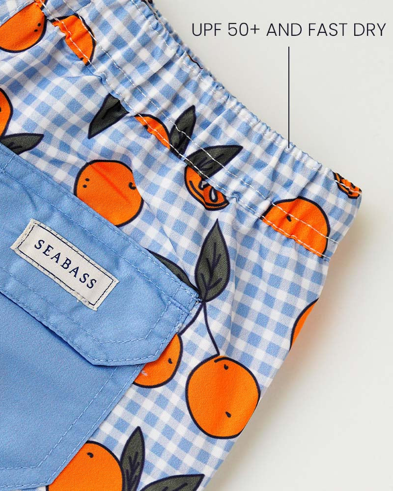 Jungs UV Badeshort Corsica - Orange Blau kariert