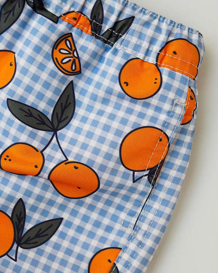 Jungs UV Badeshort Corsica - Orange Blau kariert