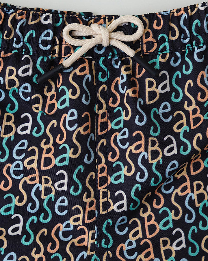 Männer UV Badeshort Hollywood - Marineblauer Logodruck