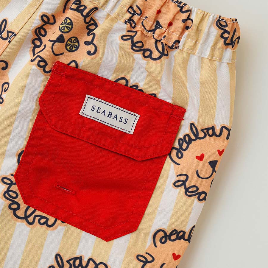 Jungs UV Badeshort Leone - Löwe Gelbe Streifen