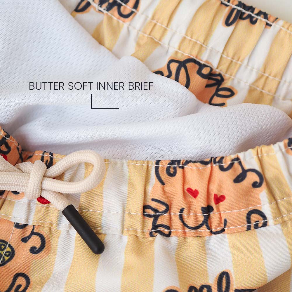 Jungs UV Badeshort Leone - Löwe Gelbe Streifen