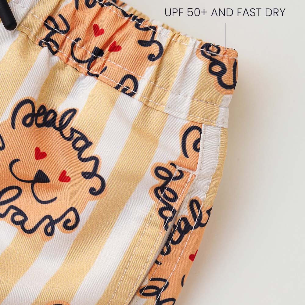 Jungs UV Badeshort Leone - Löwe Gelbe Streifen