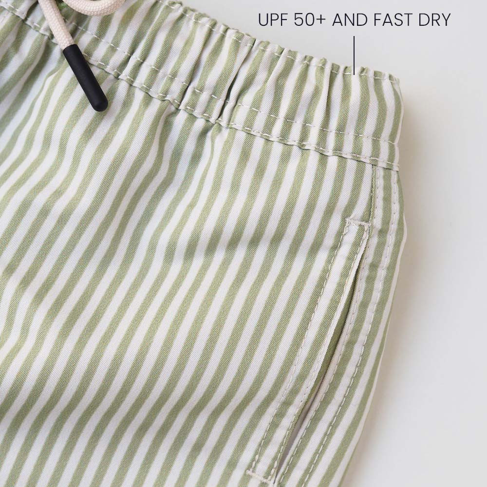 Jungs UV Badeshort Portofino - Grüne Streifen