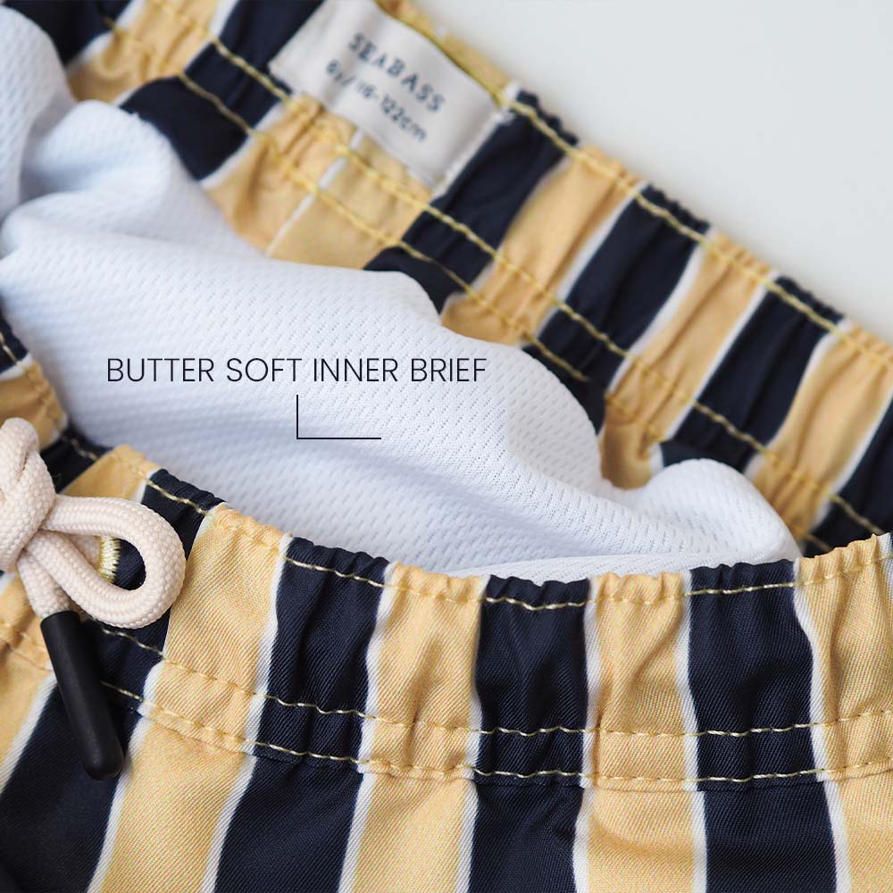 Jungs UV Badeshort Sorrento - Blau Gelb Gestreift