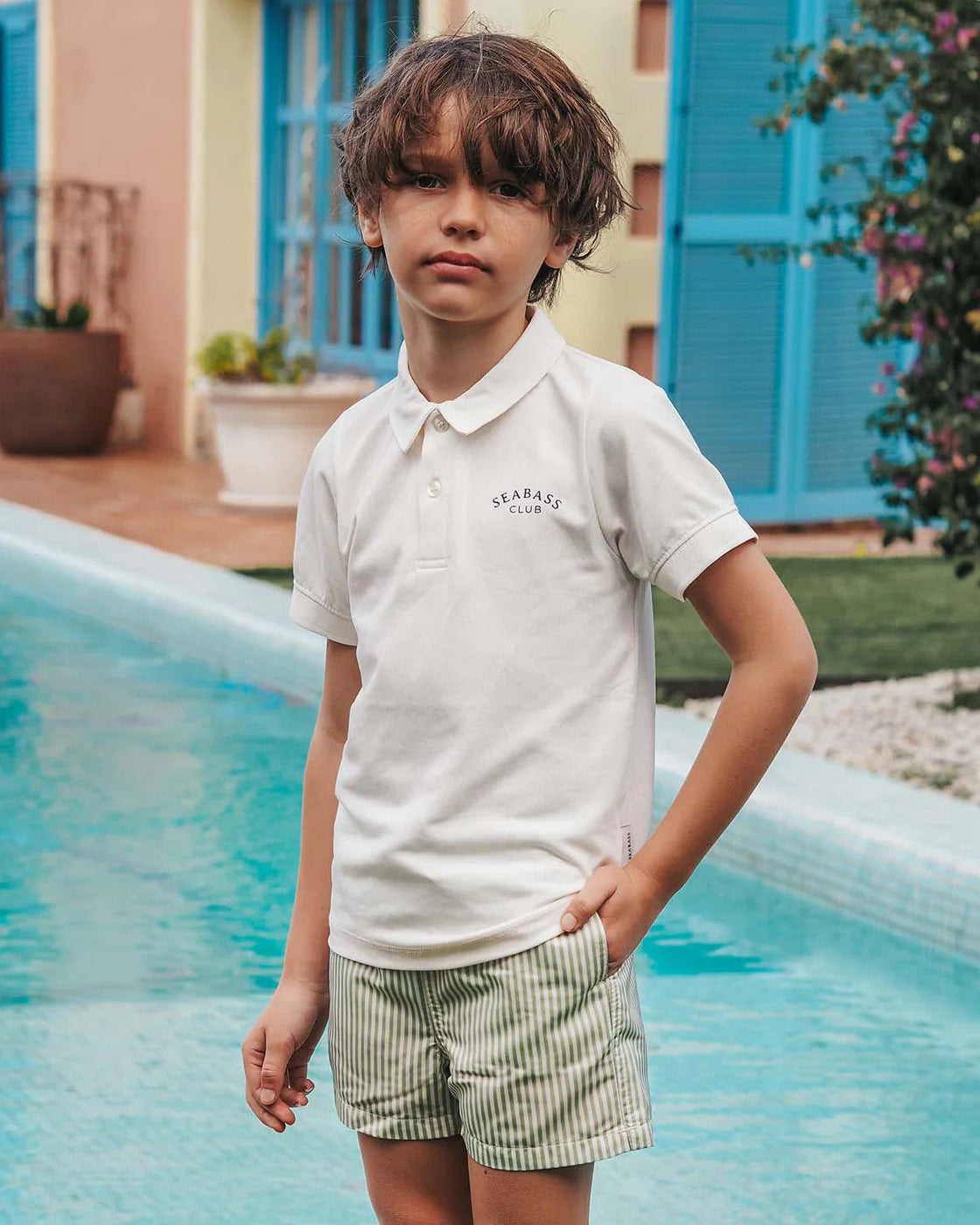 Jungs UV Badeshort Portofino - Grüne Streifen