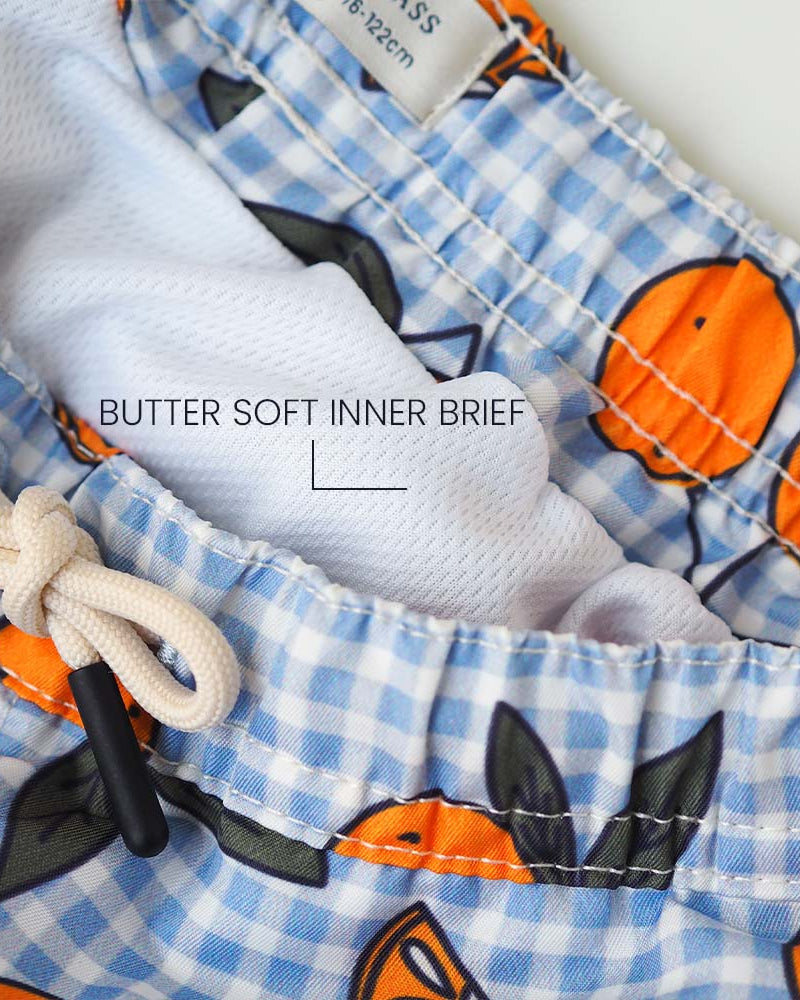 Jungs UV Badeshort Corsica - Orange Blau kariert