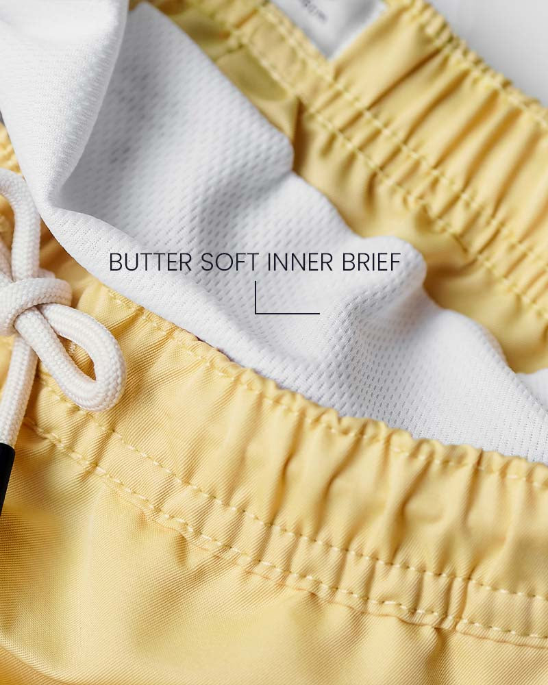 Jungs UV Badeshort Weiches Gelb - einfarbig