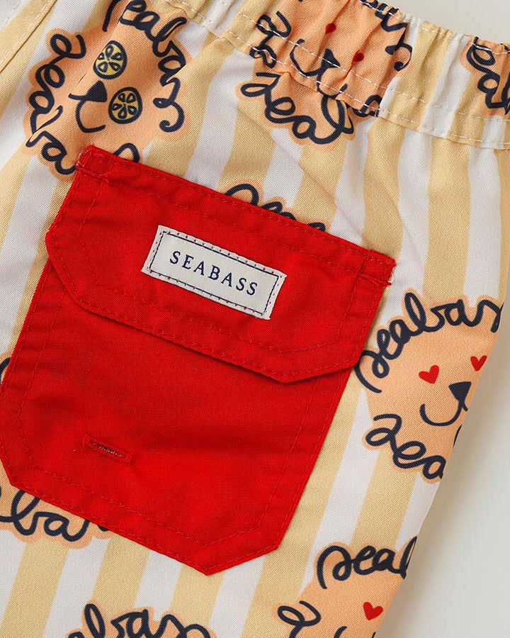 Männer UV Badeshort Leone - Löwe Gelbe Streifen