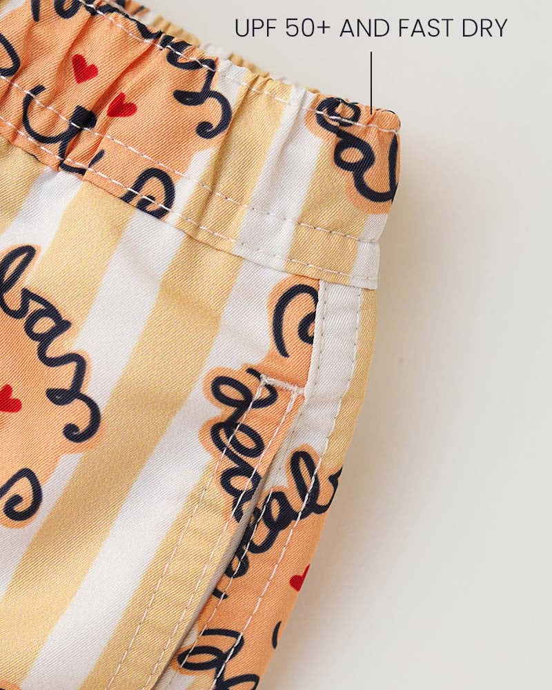 Männer UV Badeshort Leone - Löwe Gelbe Streifen