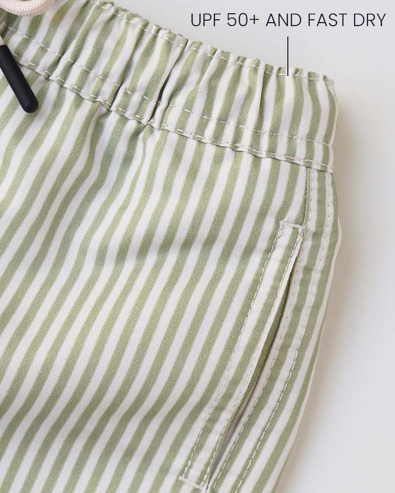 Jungs UV Badeshort Portofino - Grüne Streifen